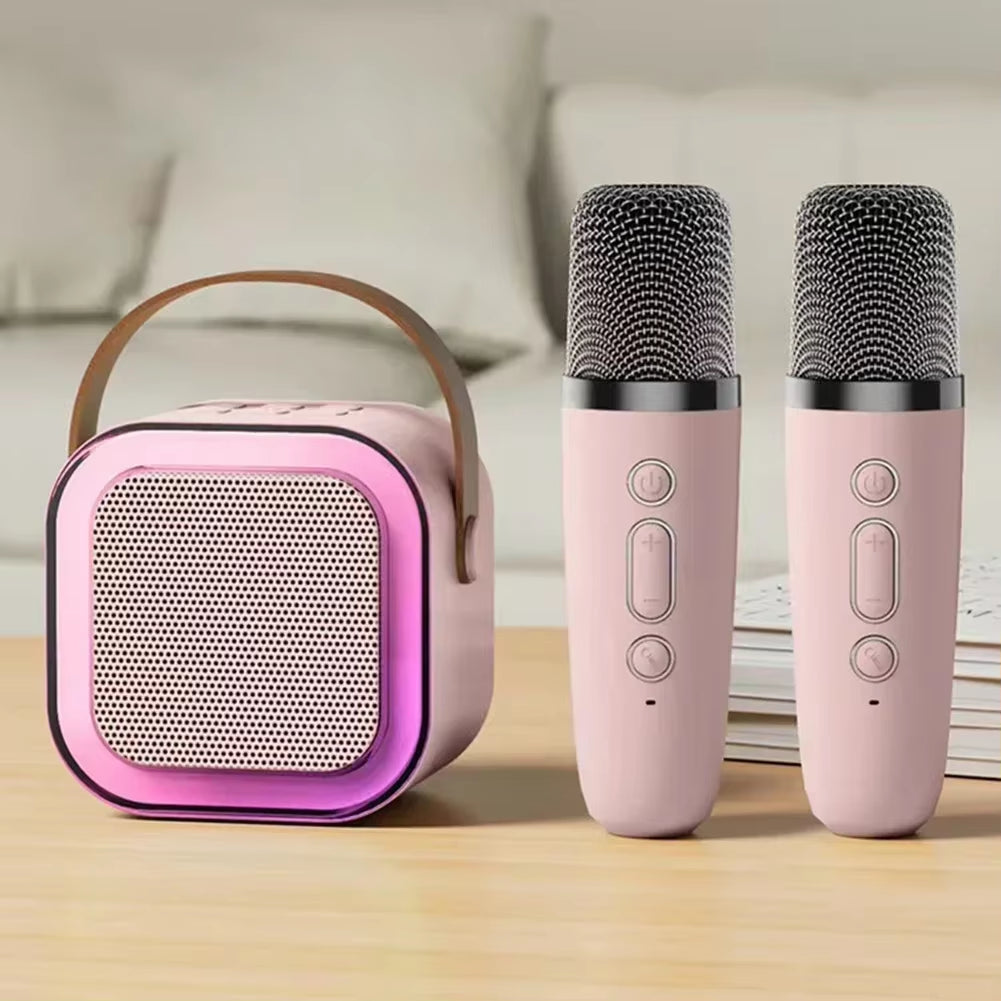 K12 Karaoke Machine Portable Bluetooth 5.3 PA Speaker System with 1-2 Wireless Microphones Home Family Singing Children'S Gifts