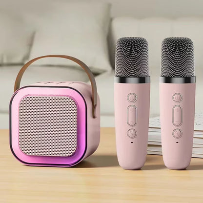 K12 Karaoke Machine Portable Bluetooth 5.3 PA Speaker System with 1-2 Wireless Microphones Home Family Singing Children'S Gifts